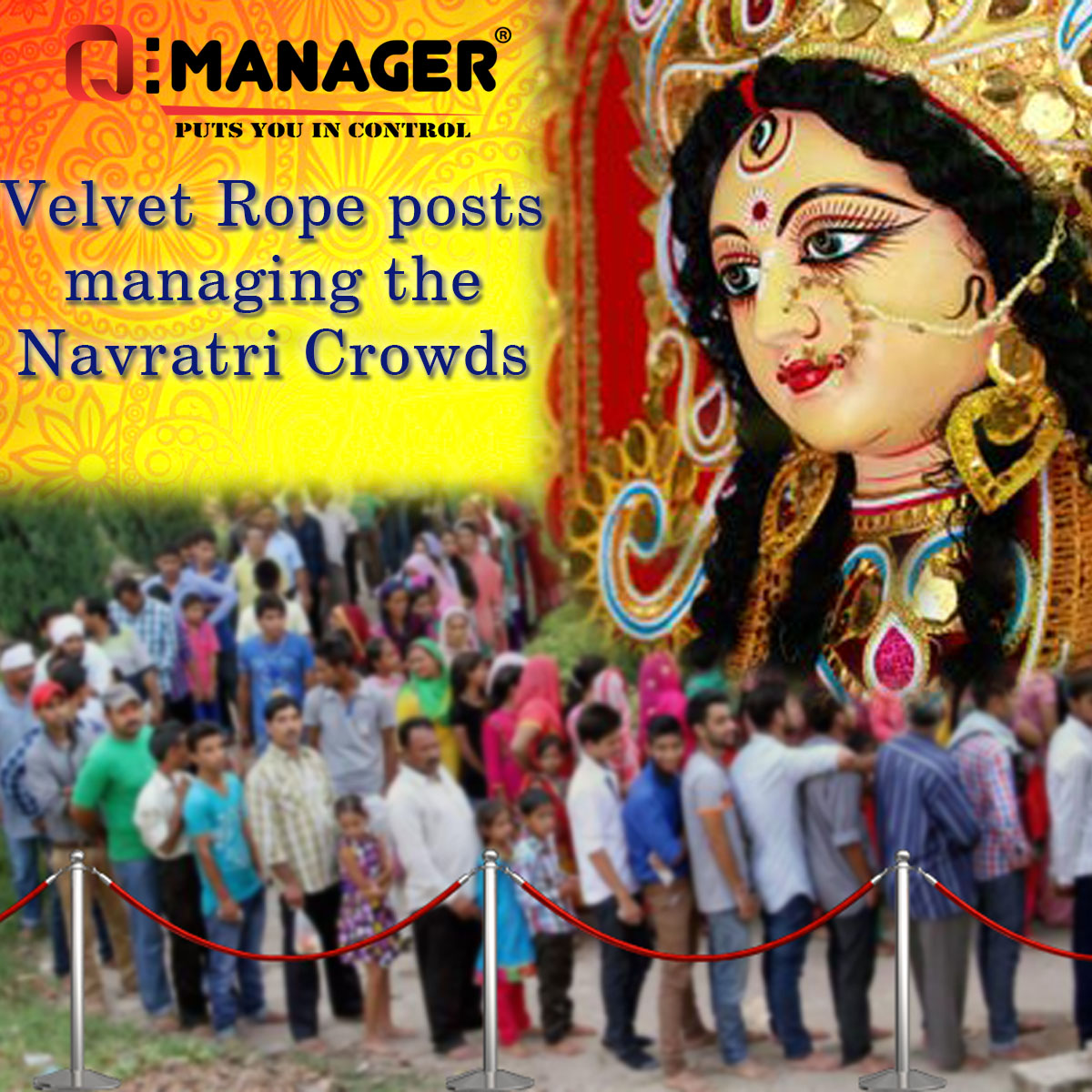 Velvet Rope posts managing the Navratri Crowds