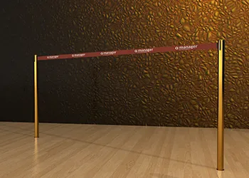 Retractable Double Belt Post in Brass Floor Socket